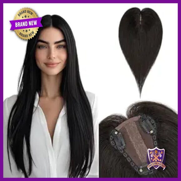 Real Human Hair Topper 12 Inch 35g Clip In Silk Base For Thinning Hair